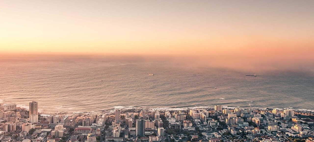 Sea Point and the Atlantic seaboard of Cape Town seen from Lion’s Head at sunset